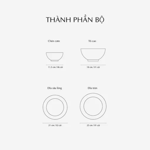 Bộ đồ ăn 10 sản phẩm - Jasmine - Cá Cơm Sương Mờ DCNH4