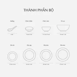 Bộ đồ ăn 30 sản phẩm - Cordon - Men Ngọc Sương Mờ (Trang trí Vàng) DCNH (1)