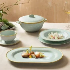 Bộ đồ ăn 30 sản phẩm - Cordon - Men Ngọc Sương Mờ (Trang trí Vàng) DCNH (4)