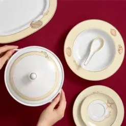 Bộ đồ ăn Âu-Á 45 sản phẩm - Camellia - Hương Biển kem DCNH1