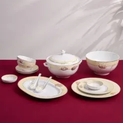 Bộ đồ ăn Âu-Á 45 sản phẩm - Camellia - Hương Biển kem DCNH2