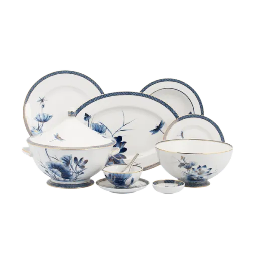 Bộ đồ ăn Âu-Á 45 sản phẩm - Hoàng Cung - Sen Vàng