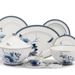 Bộ đồ ăn Âu-Á 45 sản phẩm - Hoàng Cung - Sen Vàng DCNH1