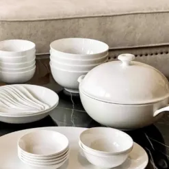 Bộ Bát Đĩa Sứ Trắng Trơn DCNH (5)