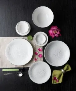 Bộ đồ ăn 32 sản phẩm - Sen IFP - Chỉ Bạch Kim DCNH1
