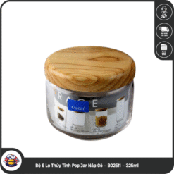 Bộ 6 Lọ Thủy Tinh Pop Jar Nắp Gỗ – B02511 – 325ml