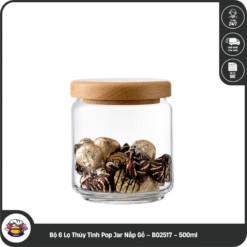 Bộ 6 Lọ Thủy Tinh Pop Jar Nắp Gỗ – B02517 – 500ml