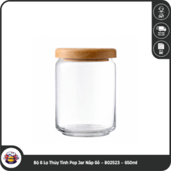 Bộ 6 Lọ Thủy Tinh Pop Jar Nắp Gỗ – B02523 – 650ml