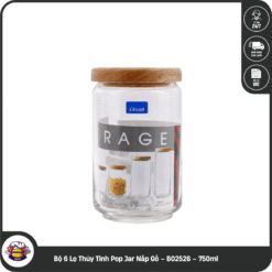Bộ 6 Lọ Thủy Tinh Pop Jar Nắp Gỗ – B02526 – 750ml