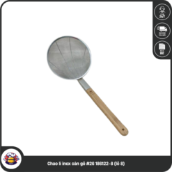 Chao lì inox cán gỗ #26 186122-8 (lỗ 8)