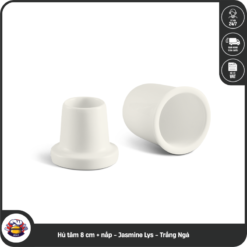 Hủ tăm 8 cm + nắp - Jasmine Lys - Trắng Ngà