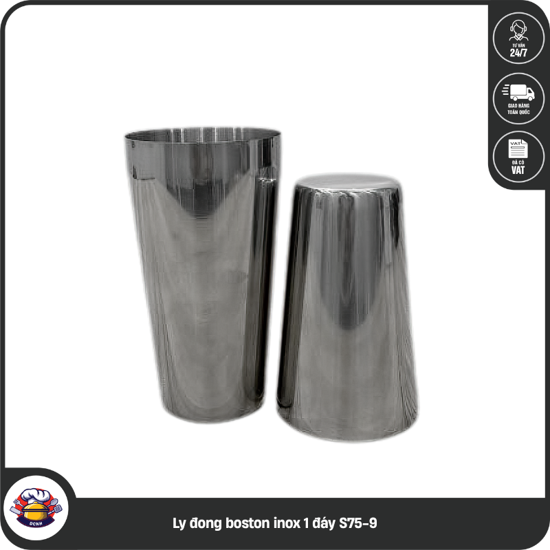 Ly đong boston inox 1 đáy S75-9