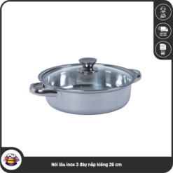 Lẩu quai tròn nắp kiếng inox 430