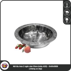 Nồi lẩu inox 2 ngăn size 33cm (mẫu A33) – 041040659 ( không có nắp)
