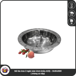 Nồi lẩu inox 2 ngăn size 41cm (mẫu A33) – 041040661 ( không có nắp)
