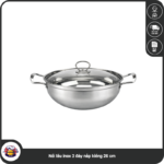 Nồi lẩu inox 3 đáy nắp kiếng 26 cm