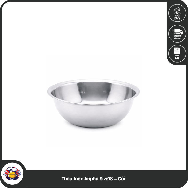 Thau Inox Anpha Size18 – Cái | Dụng Cụ Nhà Hàng Mekoong