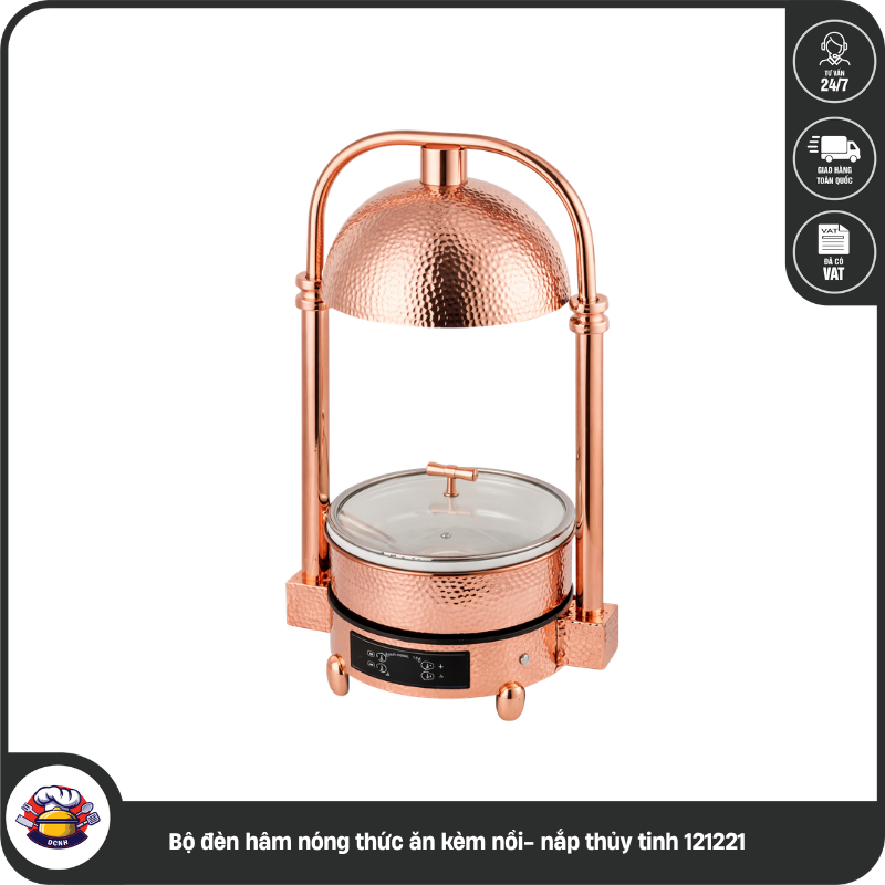 Bộ đèn hâm nóng thức ăn kèm nồi- nắp thủy tinh 121221