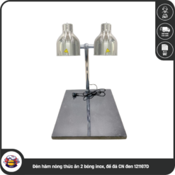 Đèn hâm nóng thức ăn 2 bóng inox, đế đá CN đen 121167D