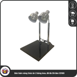 Đèn hâm nóng thức ăn 2 bóng inox, đế đá CN đen 121169