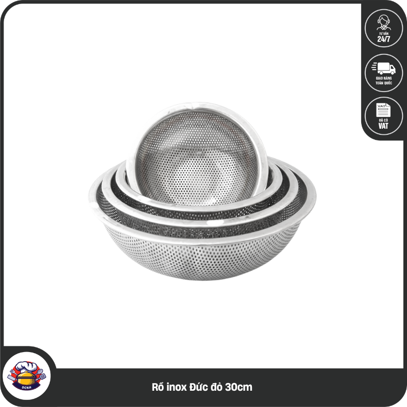 Rổ inox Đức đỏ 30cm