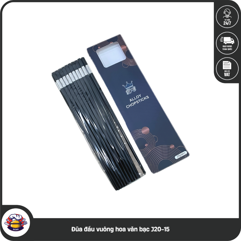 Đũa đầu vuông hoa văn bạc J20-15